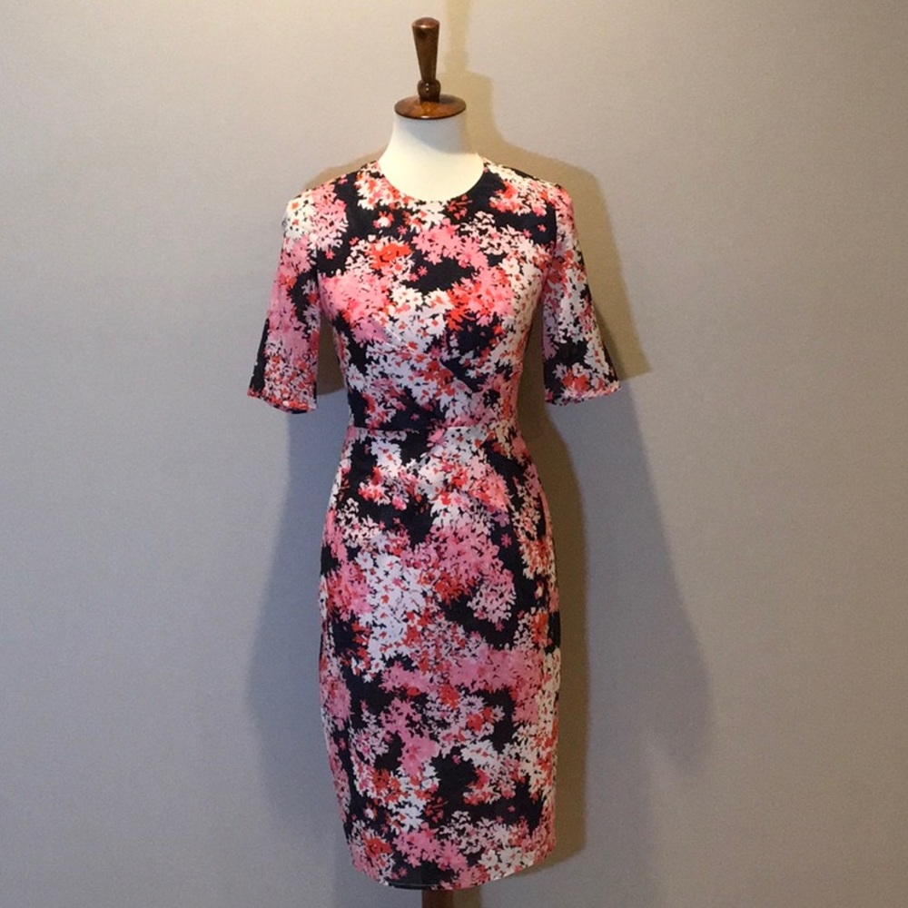 Whistles Floral Silk Sheath Midi Dress